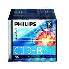 CD-R Philips 700Mb 52x 80min Slim Pack 10                   